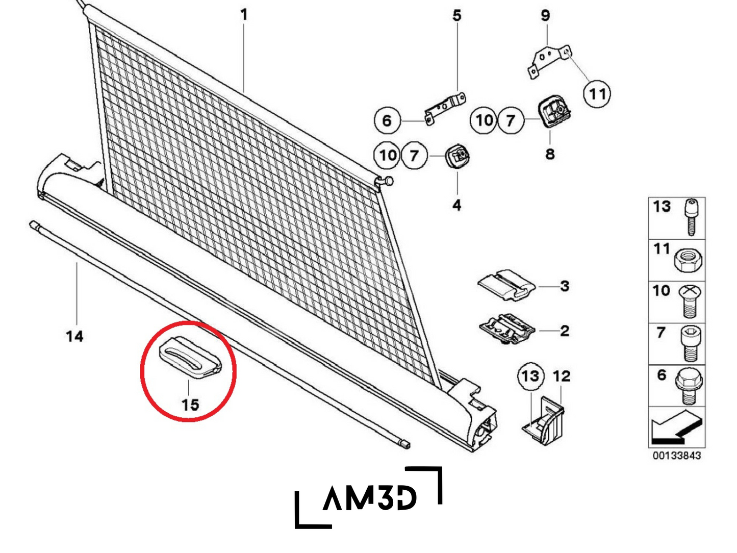 BMW E46 - Cargo Cover Handle (Touring)